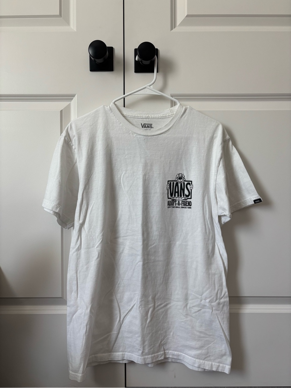 Vans White Short-Sleeve Tee with Black Chest Graphic